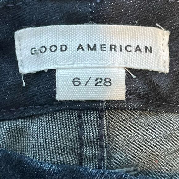 Good American Good Legs Cropped Jeans Blue Blue Dark Wash Skinny 6 28 - Picture 4 of 7